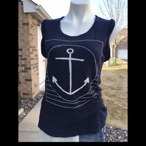 ❤️🌈🍀SUNDRY Navy Anchor top